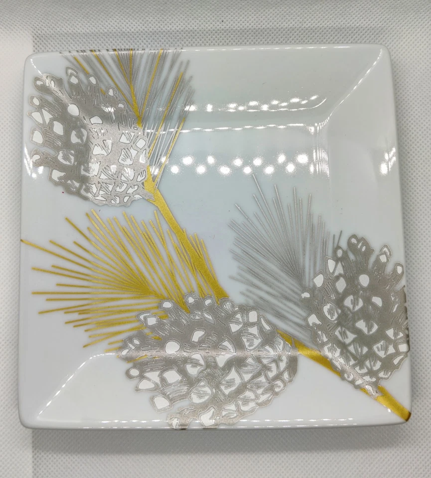 St Nicholas Square Pine Cone Pinecone Canape Appetizer Plates Set of 2 6" x 6" - Image 2 of 4