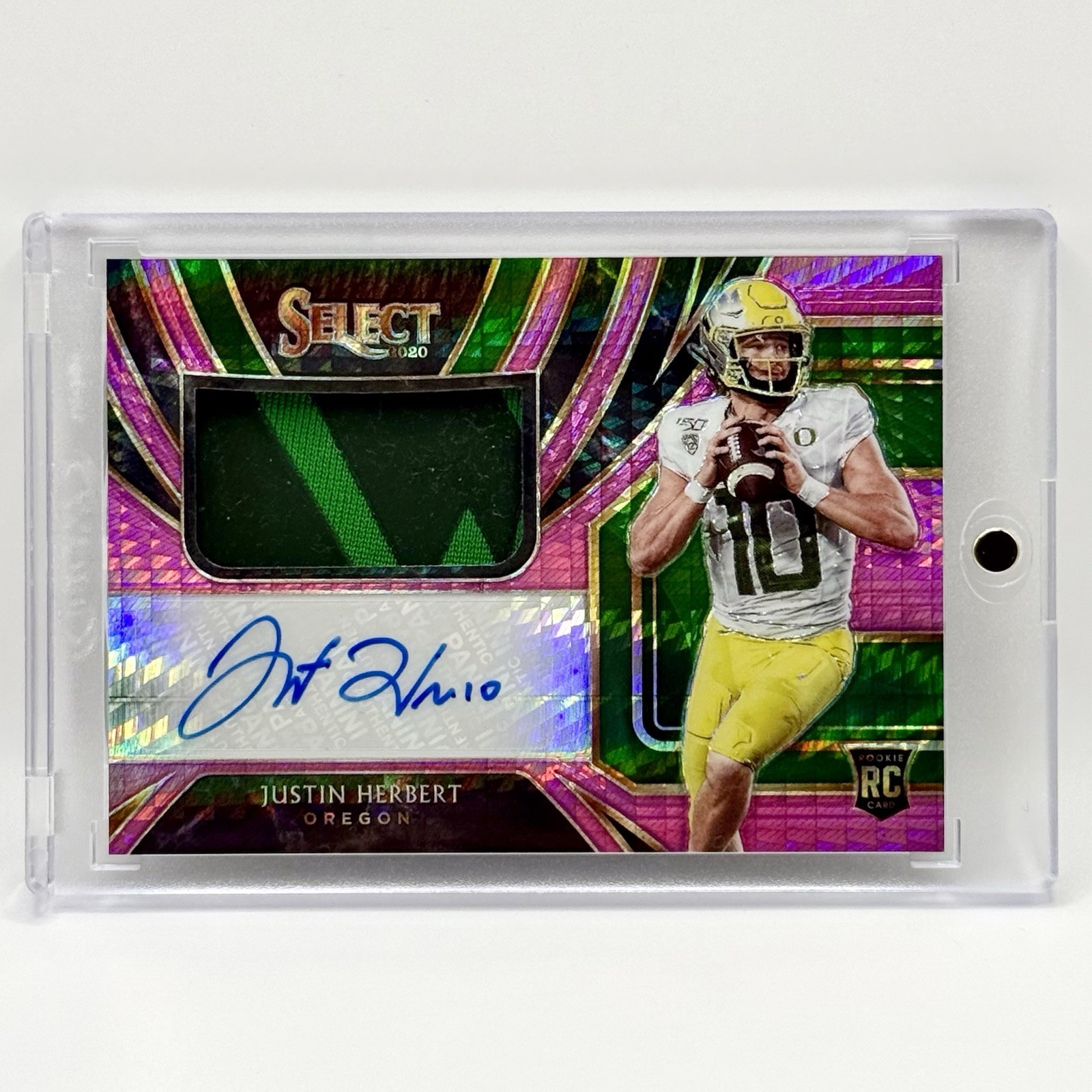 Justin Herbert Panini Chronicles Draft Picks Select Patch Autographs #2 Purple