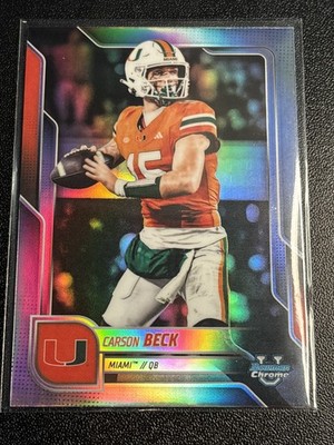 Carson Beck 2025 Bowman University U Chrome Refractor Arizona Cardinals