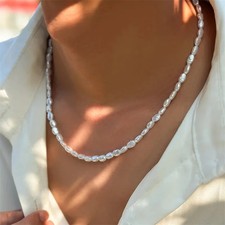 Imitation Pearl Choker Necklace for Women Vintage Elegant Beaded Necklace