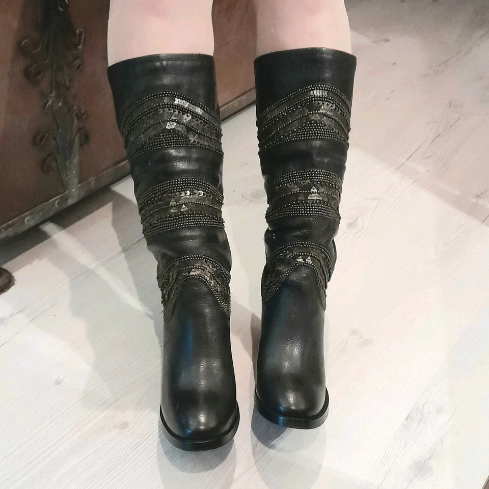 Stiefel Gr.37 Schwarz Leder gebraucht - Bild 4 von 4