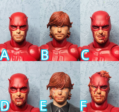 1/12 Painted Custom Daredevil Matt Hero Head Carved Fit 6'' Mafex