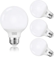Cotanic G25 LED Vanity Light Bulb 2700K 4 Count(Pack of 1), 2700k Warm Withe 