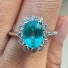 925 Sterling Silver Ring 7x5mm Natural Paraiba Topaz Zircon Handmade Flower Gift — photo 8