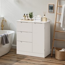 Kommode mit 3 Schubladen und 1 Tür, Badschrank für Badezimmer & Schlafzimmer