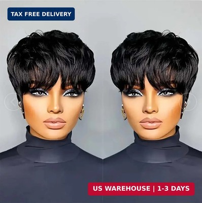 Usexy Short Pixie Cut Wig for Women Black Pixie Cut Wig Human Hair 1B Short Wigs