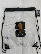 FIFA World Cup Clear Drawstring Bag, Clear/Black Trophy Logo, Soccer