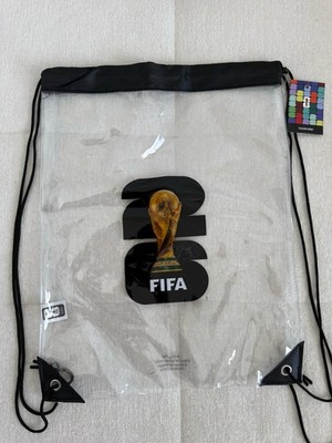 FIFA World Cup Clear Drawstring Bag, Clear/Black Trophy Logo, Soccer