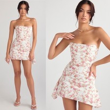 House of CB 'Jasmine' Rose Print Draped Corset Dress NWOT size M