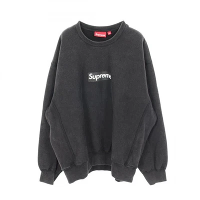 Sweat à col rond Supreme Washed Box Logo #XL noir 25SS coton gris occasion homme - Photo 1/4