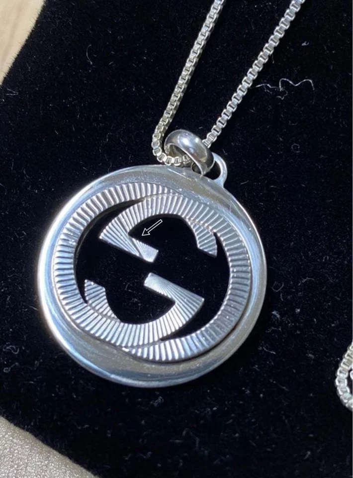 GUCCI Collana Ciondolo Catena Veneziana Argento 925 Accessorio Donna Autentico - Immagine 2 di 4