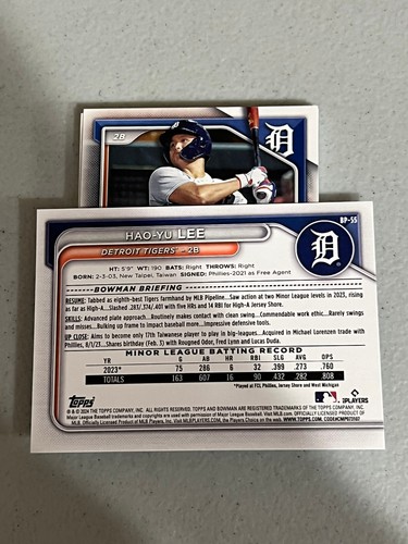(12) Card Lot 2024 Bowman Hobby Paper Hao-Yu Lee #BP-55 Detroit Tigers - Picture 2 of 2