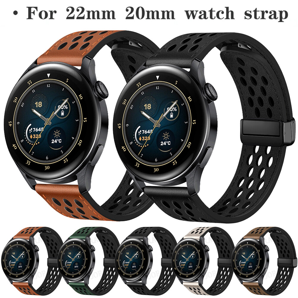 Magnetic Leather Strap for Huami Amazfit GTR GTS Bip 5 42mm 47mm 2 2e 3 4