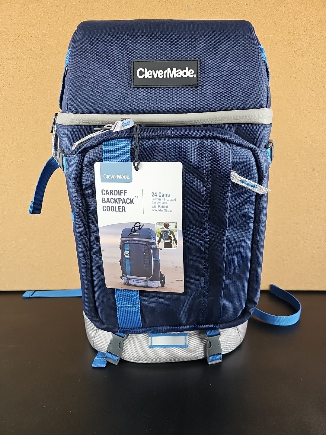 Clevermade Cardiff 24Can Insulated Backpack LeakProof Cooler Bag Navy eBay