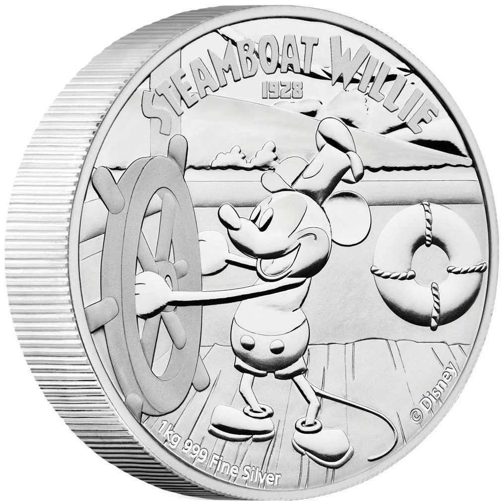 2015 $100 1 KG SILVER PROOF COIN DISNEY STEAMBOAT WILLIE MICKEY