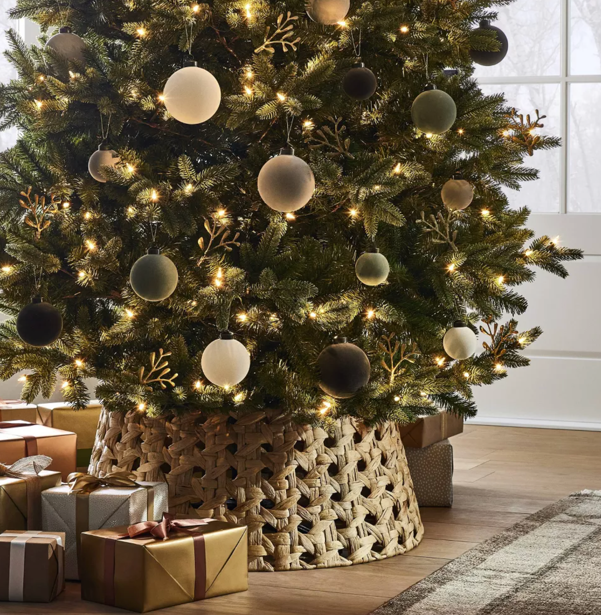 Studio McGee Set of 11 Velvet Christmas Tree Ornaments Neutral Threshold  Holiday