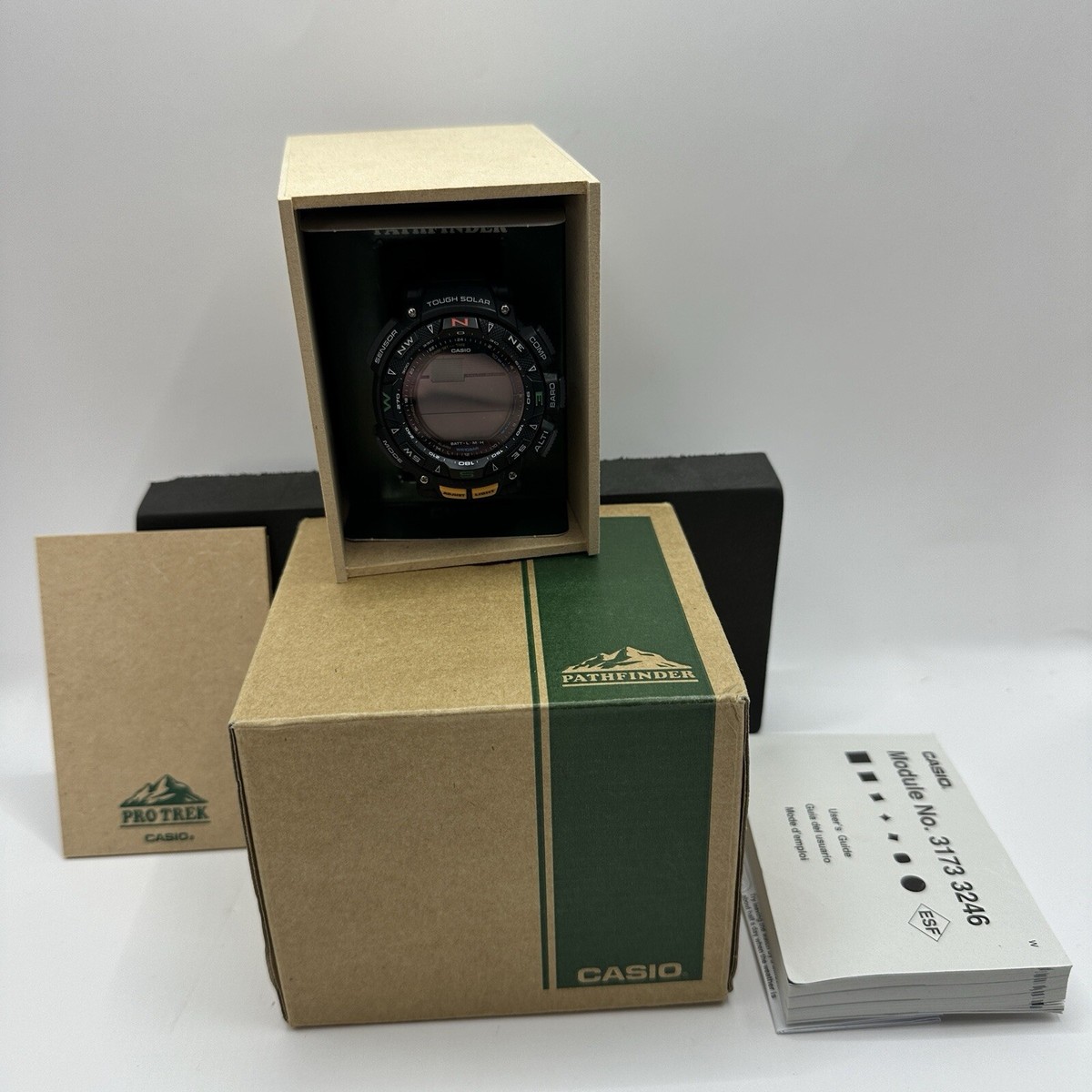 Casio Pathfinder 3173 3246 Solar Powered PAG-240 Sport Wrist Watch Manual  Papers