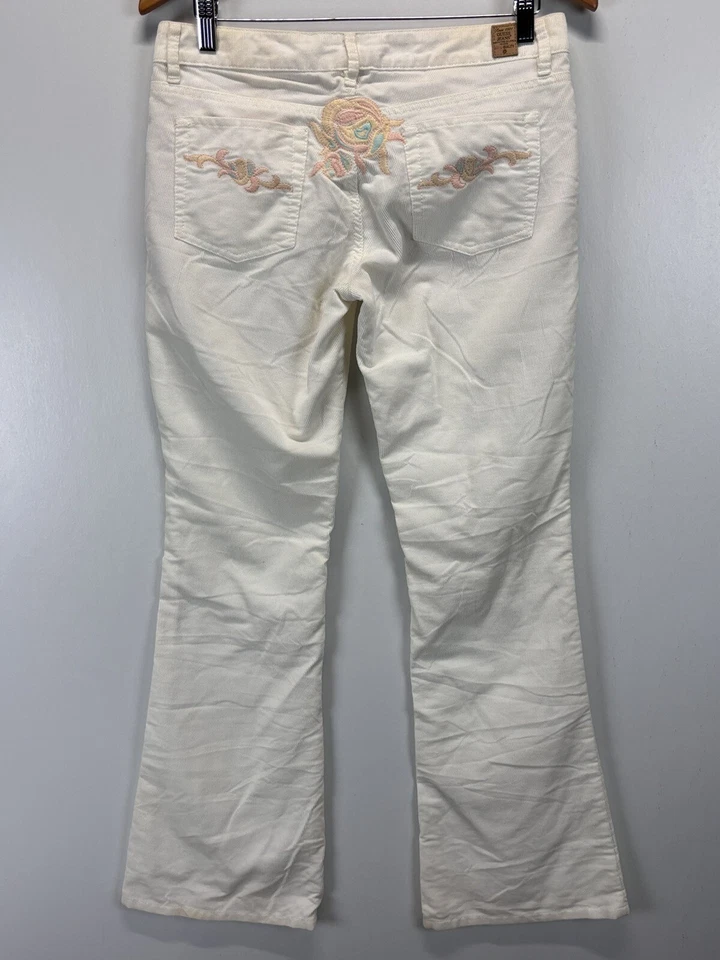 Pantalones acampanados de pana Guess de colección 29 bordados Y2K para mujer marfil Foto 3 de 4