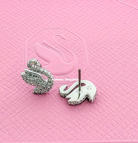 New 100% Authentic SWAROVSKI White Pave Iconic Swan Stud Earrings 5647873 - Picture 2 of 4