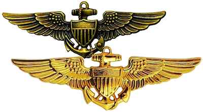 USN US Navy Aviation Wing Badge Naval Aviator Pilot Pins Insignia Gold / Antique