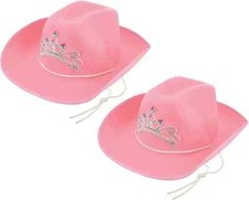 2x PINK COWBOY HAT Ladies Hen Night Tiara Fancy Dress Wild West  Accessory