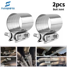 2Pcs 5 Inch Stainless Steel Butt Joint Exhaust Band Clamp Car Exhaust Manifolds