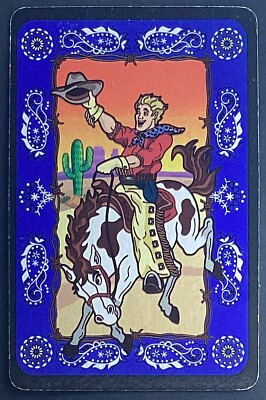 Cowboy Bucking Bronco Illustration Vintage Single Swap Playing Card