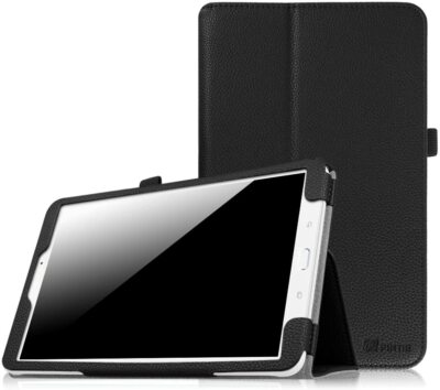 Samsung Galaxy Tab E 9.6 Slim Fit Premium Vegan Leather Cover Nook Tablet BLACK
