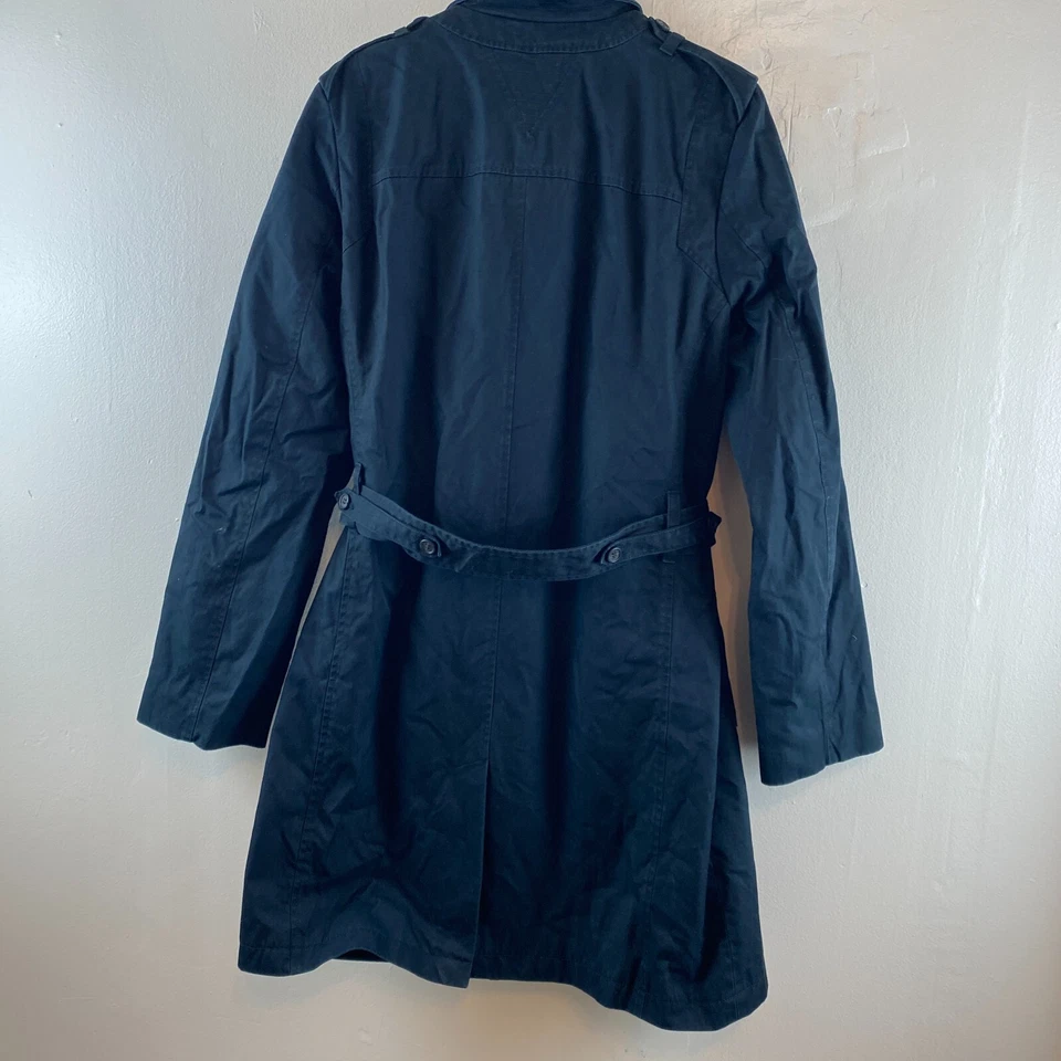 Gabardina Reiss Doble Pecho Clásica Preppy Azul Marino Largo Medio Algodón Chaqueta L Foto 4 de 4