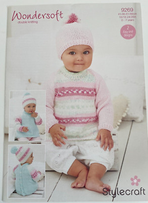 Baby Mädchen Tunika + Mütze STRICKMUSTER Pullover selbstmusterend Stylecraft 9269