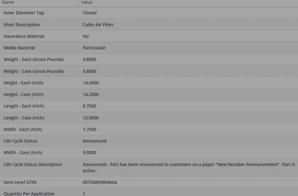 WIX Cabin Air Filter For FORD ESCAPE 2007-2012 V6-3.0L - Image 4 of 4