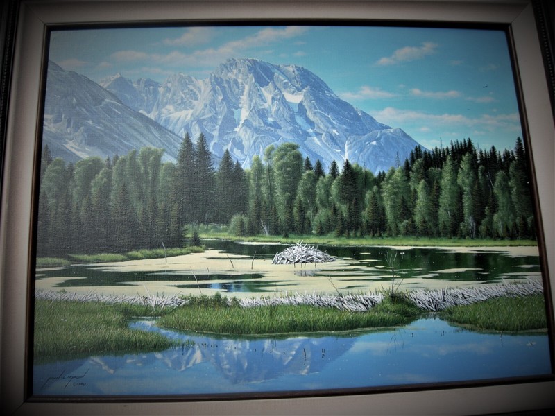 Oil Painting John Myrup Wyoming  Landscape Mountain Grand Teton Park