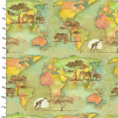 Into the Wild Baumwollstoff 3 Wünsche Dschungel Safari Tier Sonnenuntergang John Keeling 45