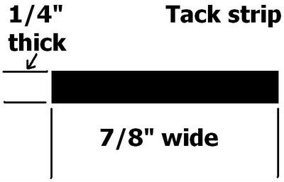 Universal plastic convertible top tacking material rear tack strip 1/4''X7/8'' X8'