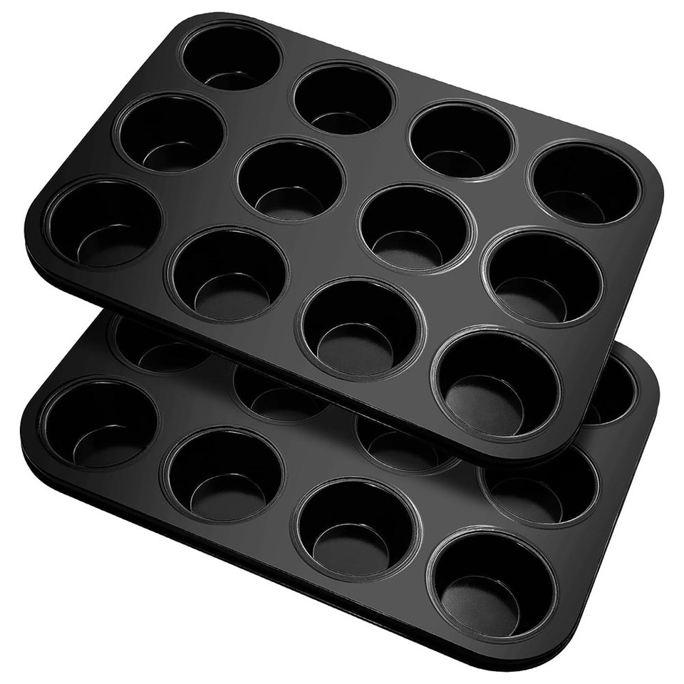Set 2 Teglie Mini Cheesecake Con 12 Cavità Ciascuna – Fondo Rimovibile, Antiaderenti, Per Muffin E Cupcake