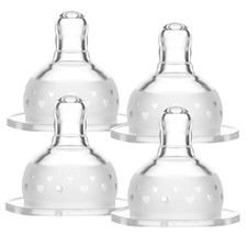4-Pack Silicone Replacement Nipple for Wide Neck Bottles, Medium Flow, 3 Mont...