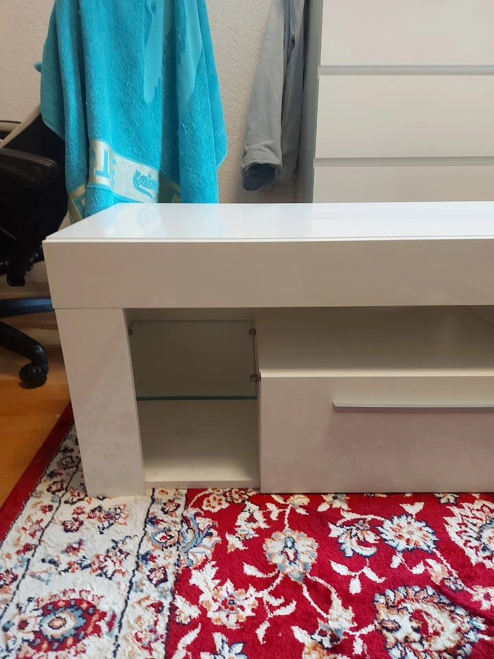 TV Lowboard Weiß Hängeboard Schrank Hochglanz Länge 155cm,Höhe,44cm,Breite,42cm - Bild 3 von 4