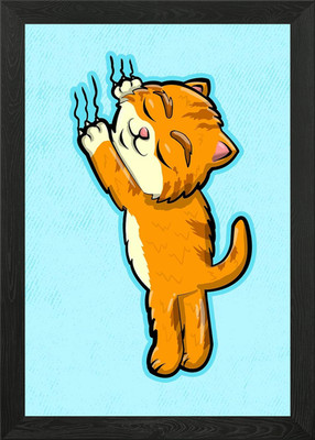 Cat Wall Kitty Kitten Framed Wall Art Poster Canvas Print Picture