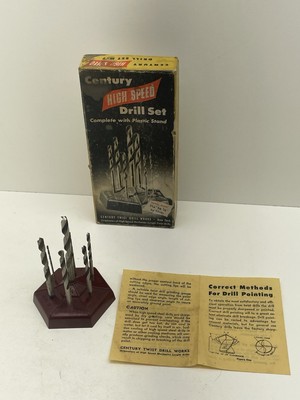 Century High Speed Drill Set Complete With Plastic Stand 1/16  To 1/4  By 32nds