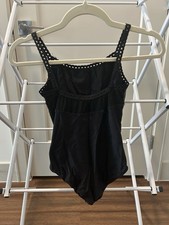 Women  s Wear Moi Black Eyelet Detailed Camisole Leotard Size XS
