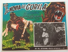 BRIDE OF GORILLA 1951 RARE Mexican Lobby Card UNUSED Horror LON CHANEY