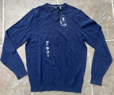 NWT IZOD Navy V-Neck Knit Preppy Casual Pullover Sweater Men's SZ SM MSRP: 60