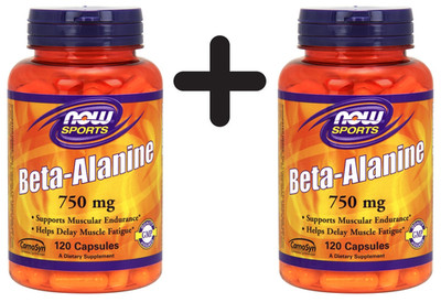 2 x NOW Foods Beta Alanine, 750mg (Caps) - 120 caps (191,62 EUR/kg)
