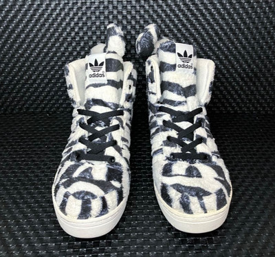 US 8.5 - Adidas Jeremy Scott JS White Tiger Tail High Top Sneakers B26037