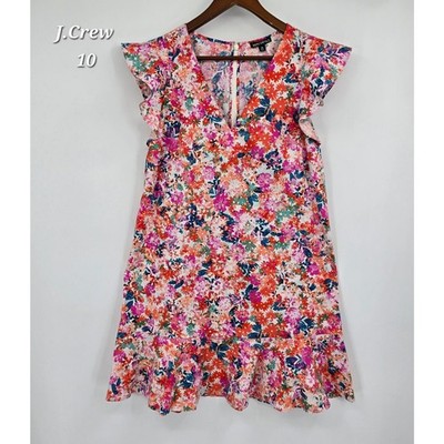 J.Crew Mercantile Floral Flutter Sleeve Ruffle Hem Dress 10 Cottagecore Romantic