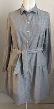 Womens Amazon Essentials Shirt Dress Medium Blue&White Stripes LongSleeve Tiered