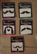 Set of 5 Mustache Tattoos For Halloween Or Dress Up