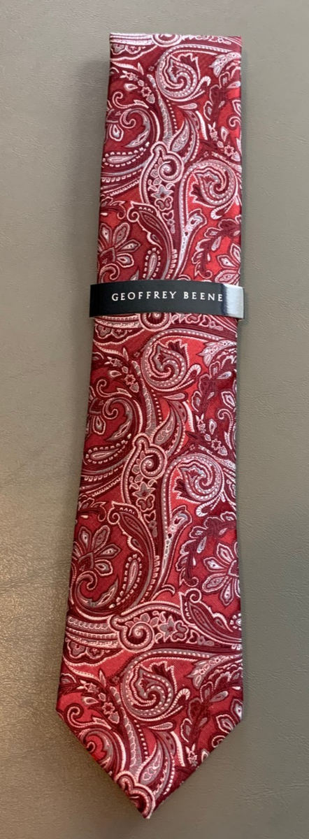 り Geoffrey Beene Men's 3'' Polyester Silk Blend Neck Tie, Red