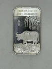 1oz Silver Bar, Year of the Ox, 2021, . 999 Fine Silver Art Bar,  Toned