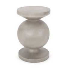 Stylish End Table with Classic Pedestal Base, Concrete Construction, Perfect for